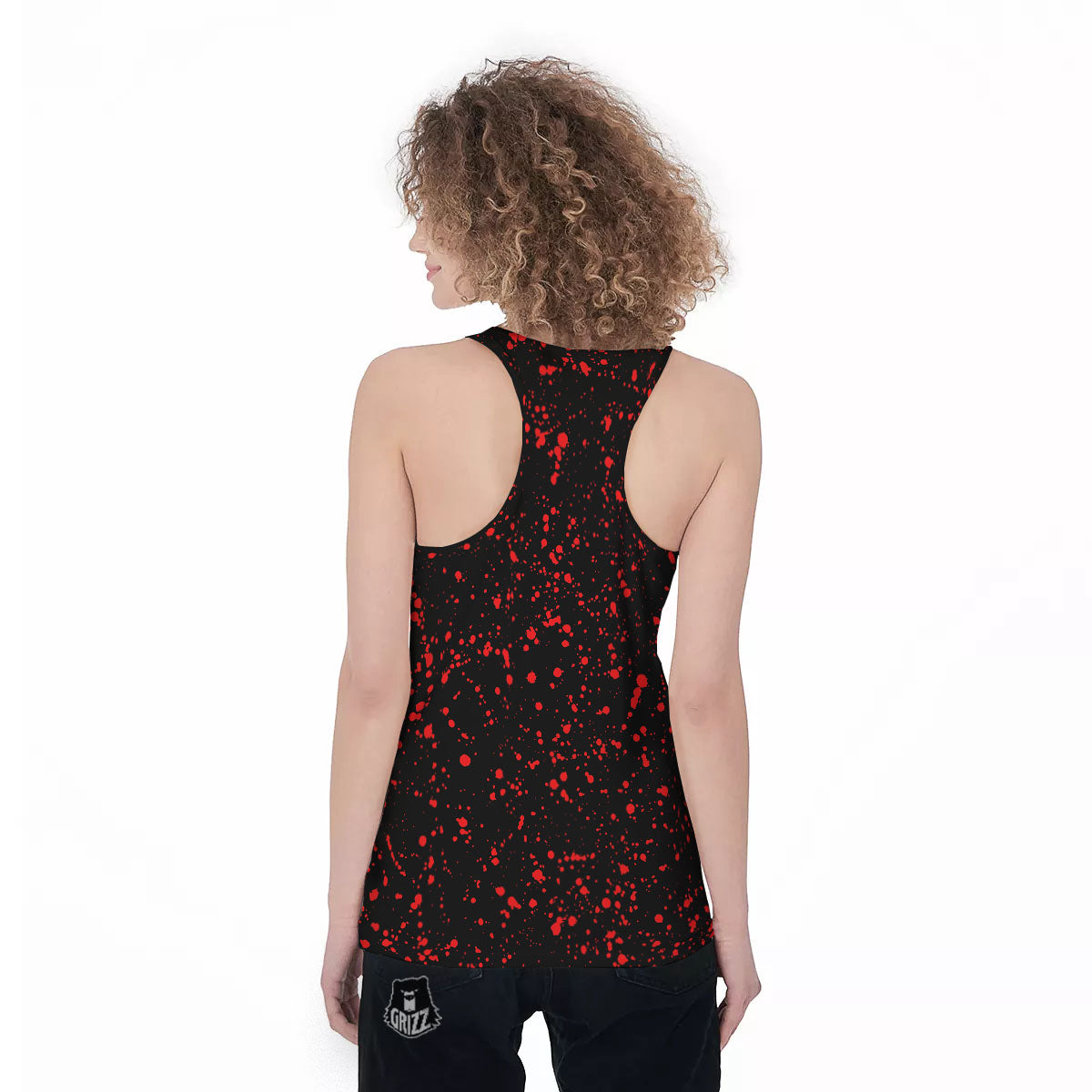 Blood Red Print Pattern Women's Racerback Tank Top-grizzshop