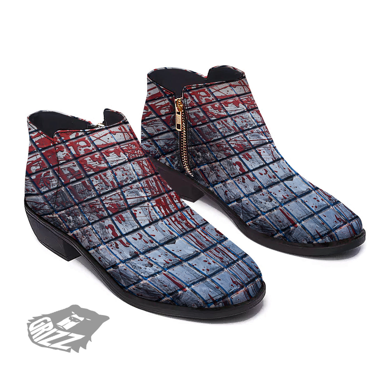 Blood Room Bloody Print Ankle Boots-grizzshop