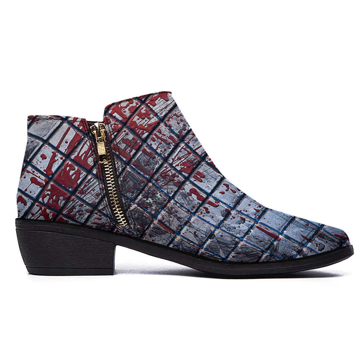 Blood Room Bloody Print Ankle Boots-grizzshop