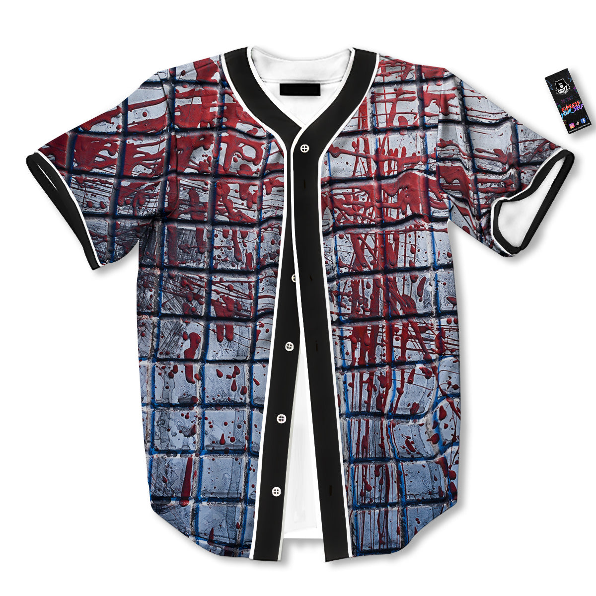 Blood Room Bloody Print Baseball Jersey-grizzshop