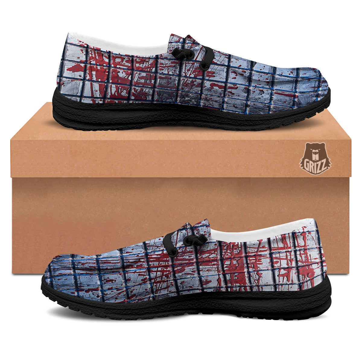 Blood Room Bloody Print Black Loafers-grizzshop
