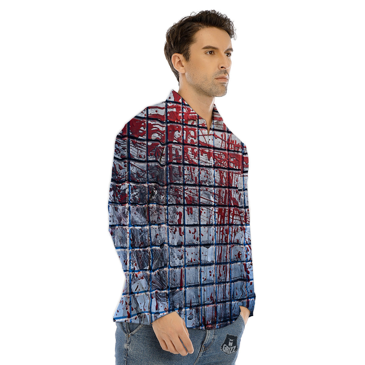 Blood Room Bloody Print Men's Dress Shirts-grizzshop