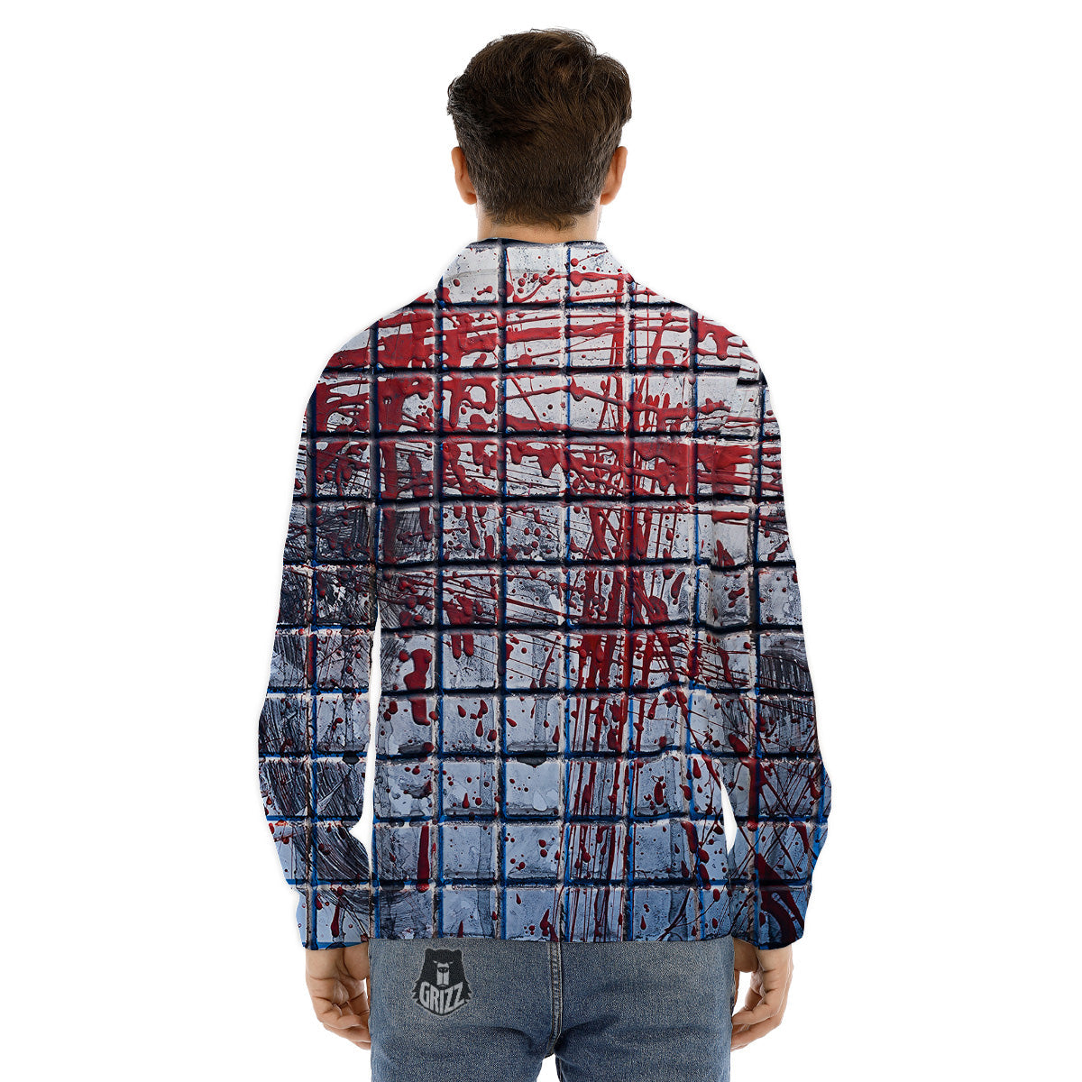 Blood Room Bloody Print Men's Dress Shirts-grizzshop