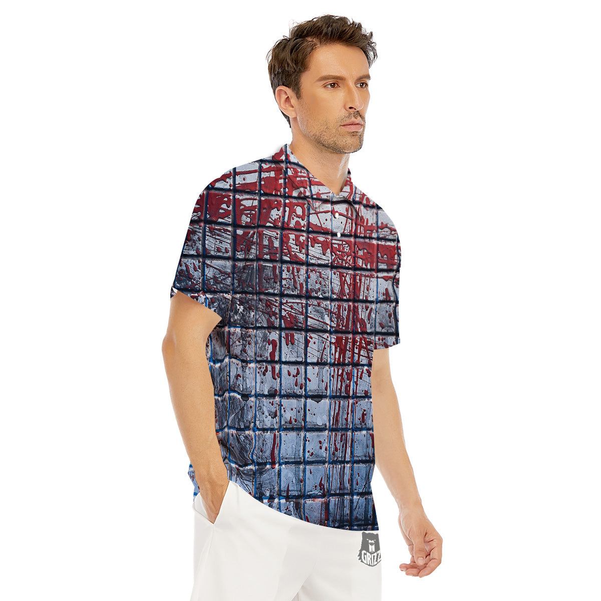 Blood Room Bloody Print Men's Golf Shirts-grizzshop