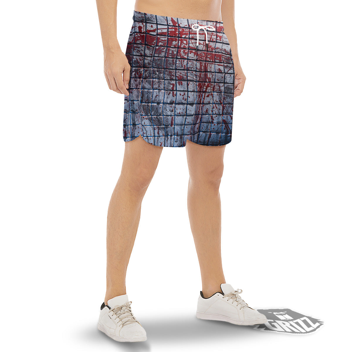 Blood Room Bloody Print Men's Gym Shorts-grizzshop