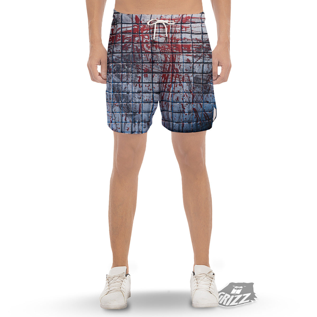 Blood Room Bloody Print Men's Gym Shorts-grizzshop