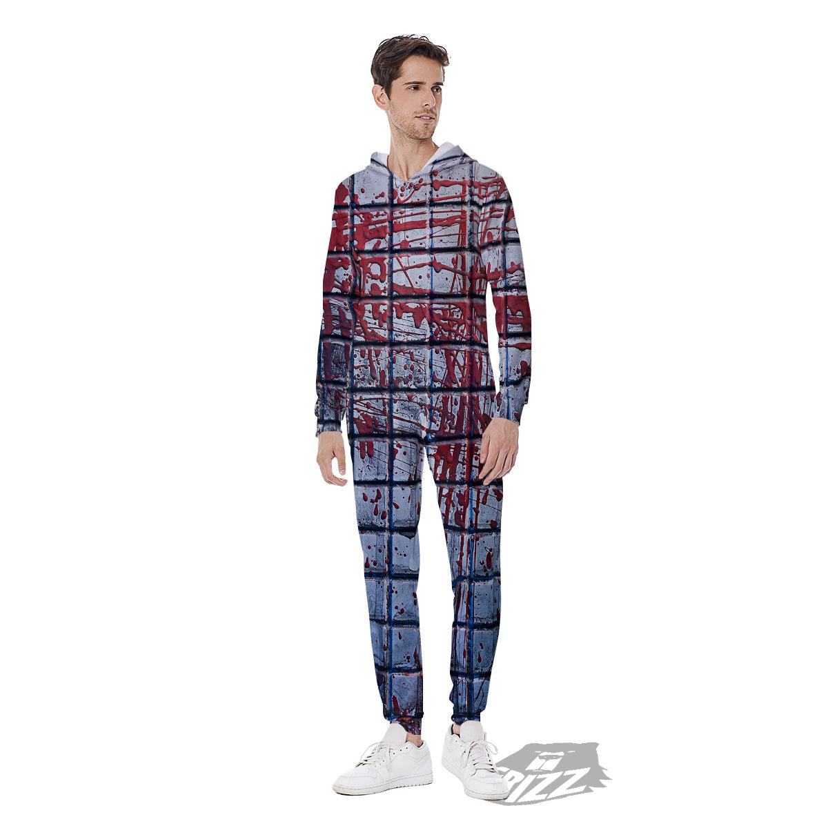 Blood Room Bloody Print Men's Jumpsuit-grizzshop