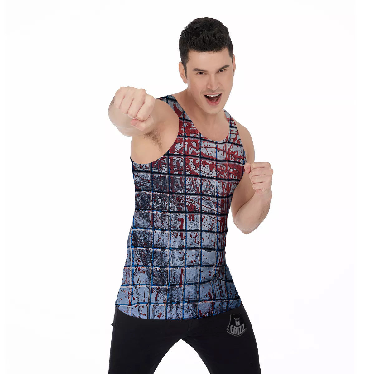 Blood Room Bloody Print Men's Tank Top-grizzshop