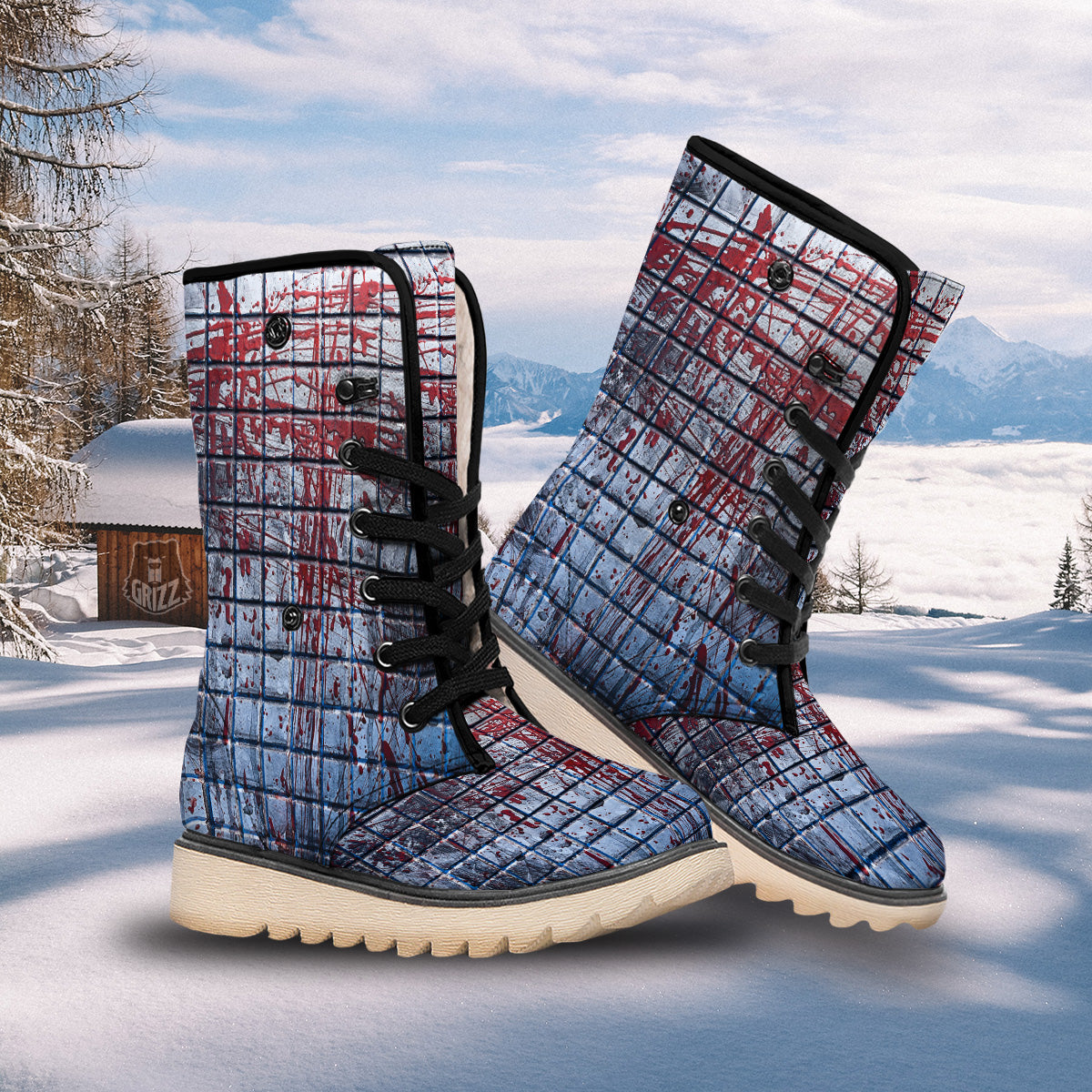 Blood Room Bloody Print Snow Boots-grizzshop