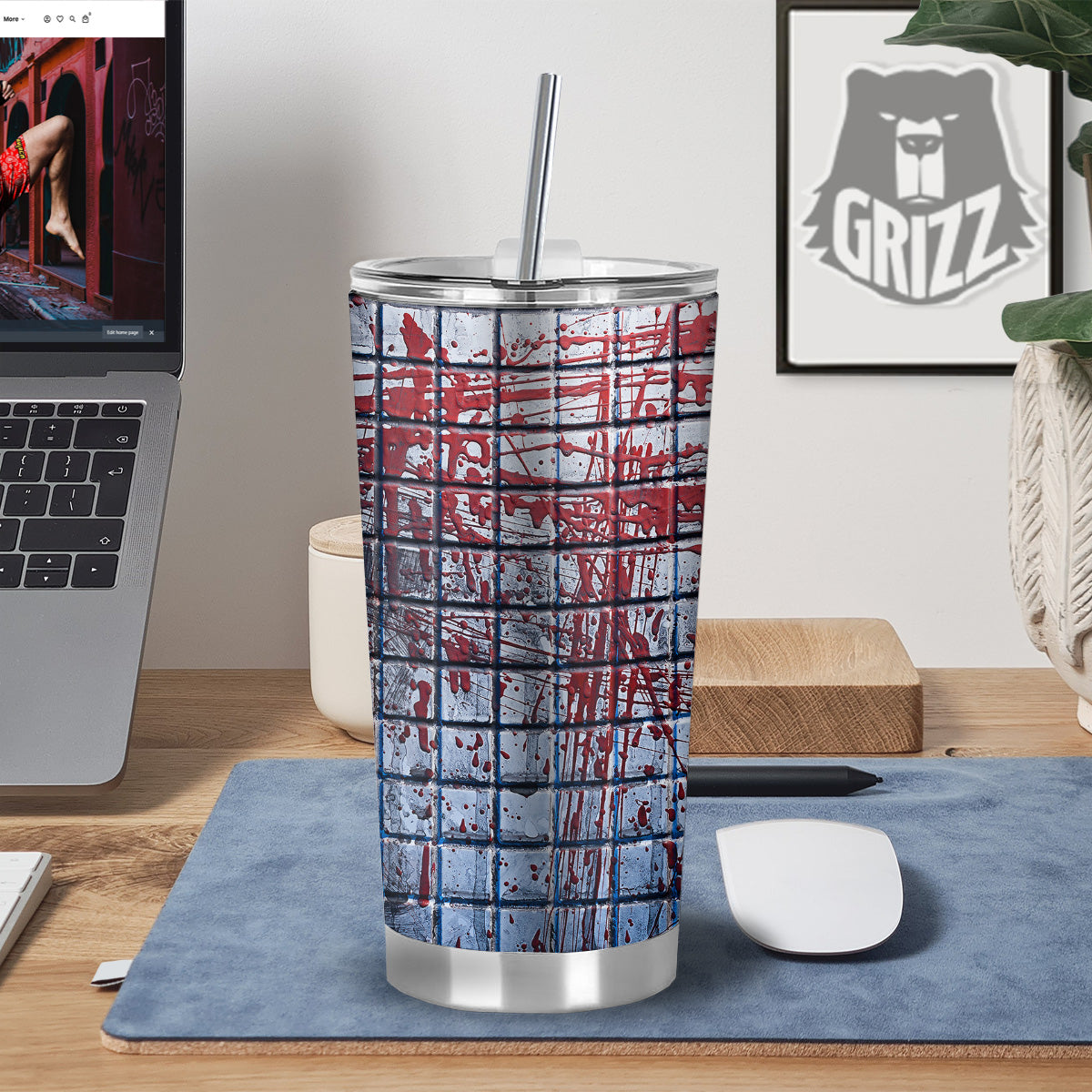 Blood Room Bloody Print Tumbler-grizzshop