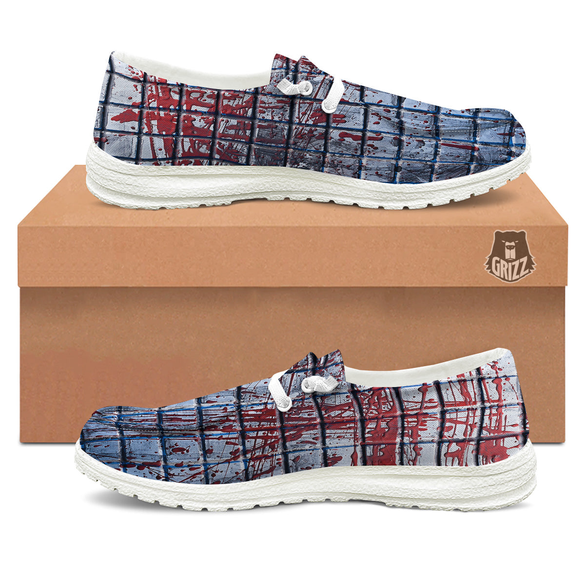 Blood Room Bloody Print White Loafers-grizzshop