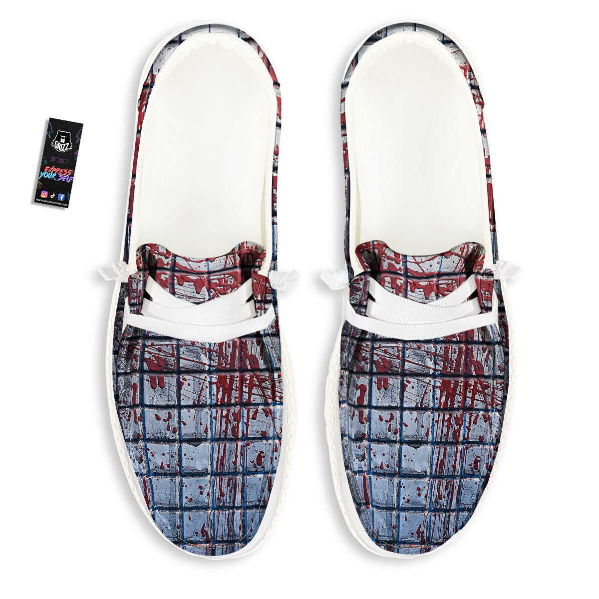 Blood Room Bloody Print White Loafers-grizzshop