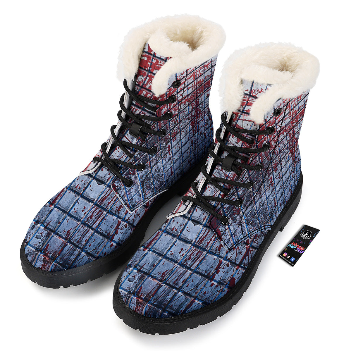 Blood Room Bloody Print Winter Boots-grizzshop