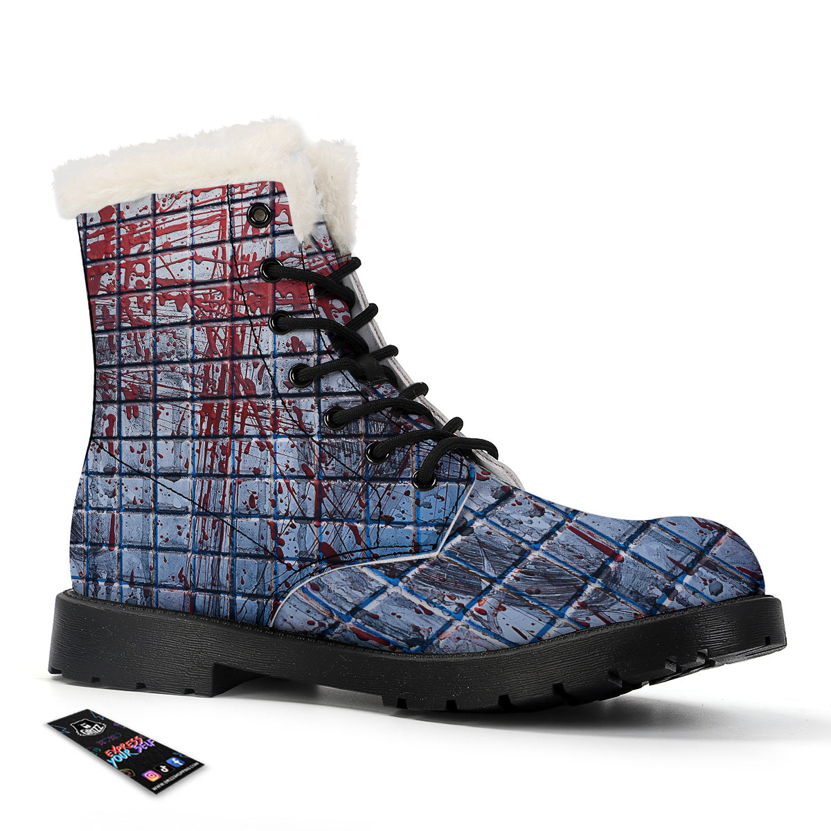 Blood Room Bloody Print Winter Boots-grizzshop