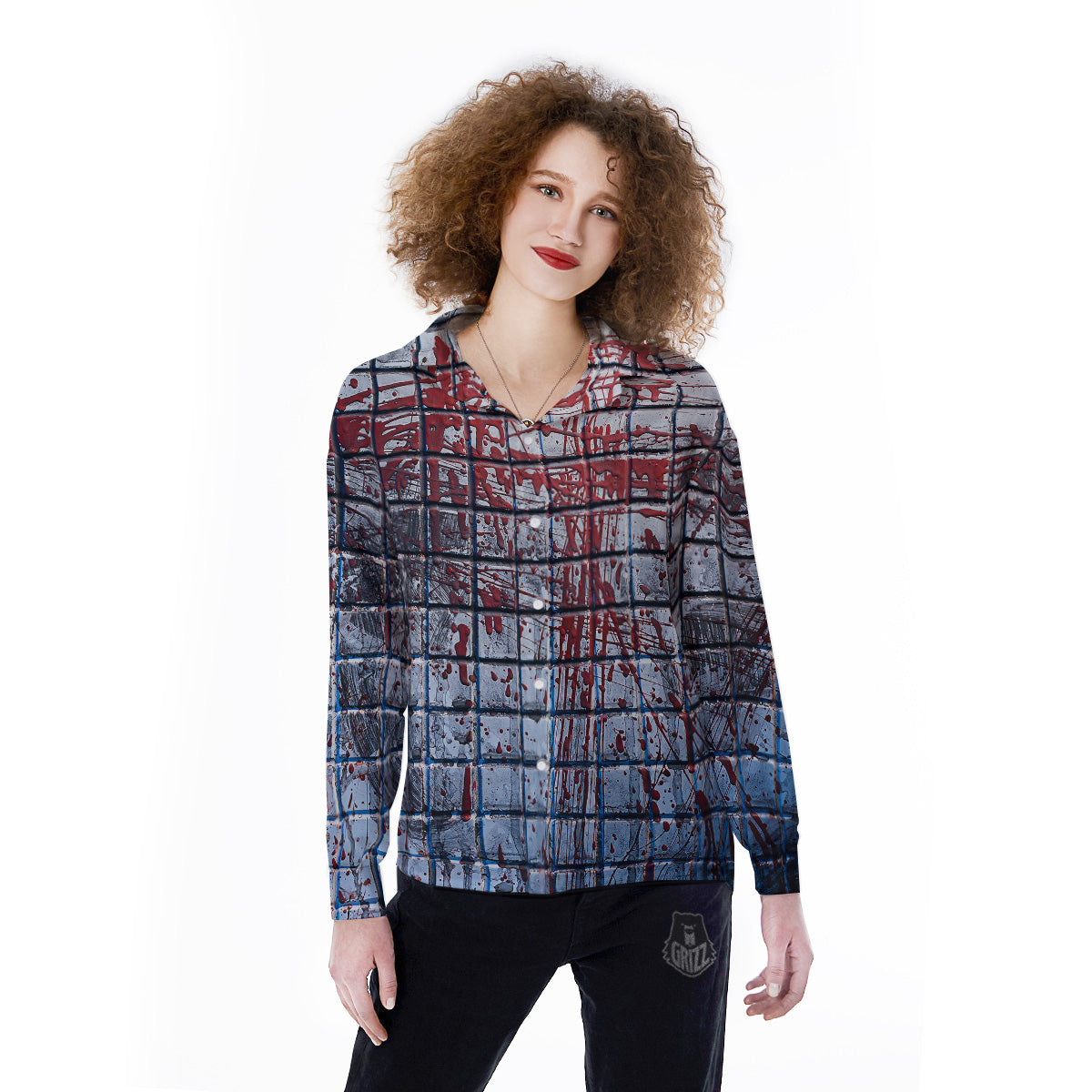 Blood Room Bloody Print Women's Long Sleeve Shirts-grizzshop