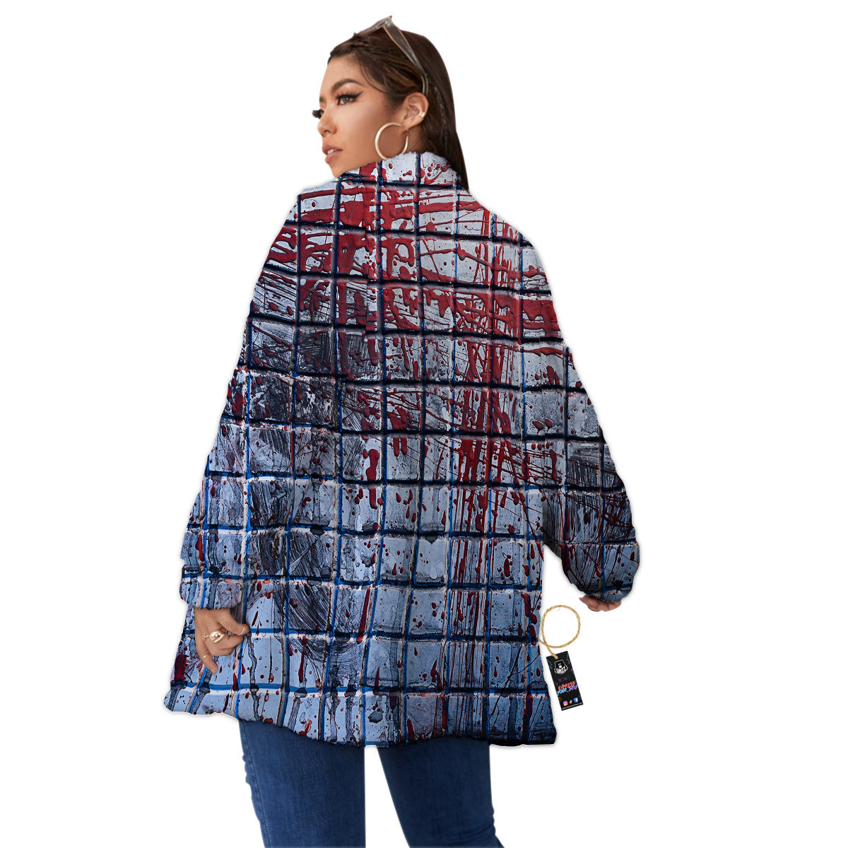 Blood Room Bloody Print Women's Sherpa Jacket-grizzshop