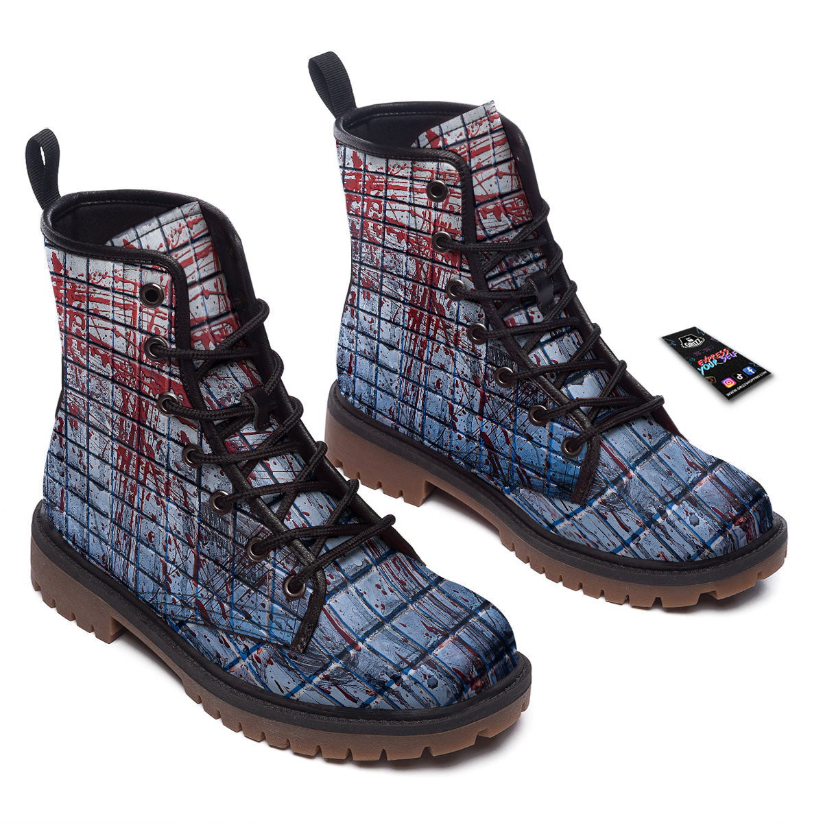 Blood Room Bloody Print Work Boots-grizzshop