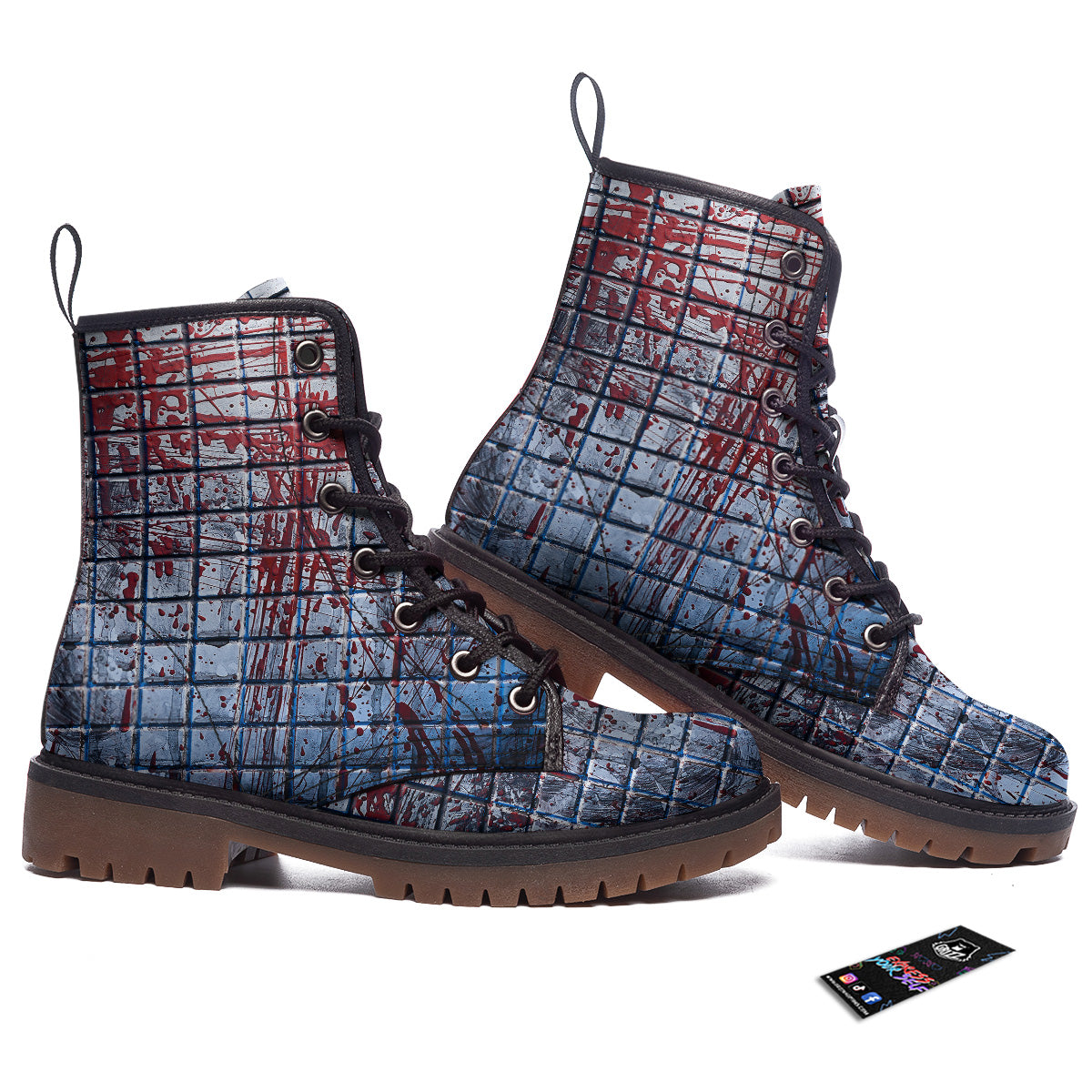 Blood Room Bloody Print Work Boots-grizzshop
