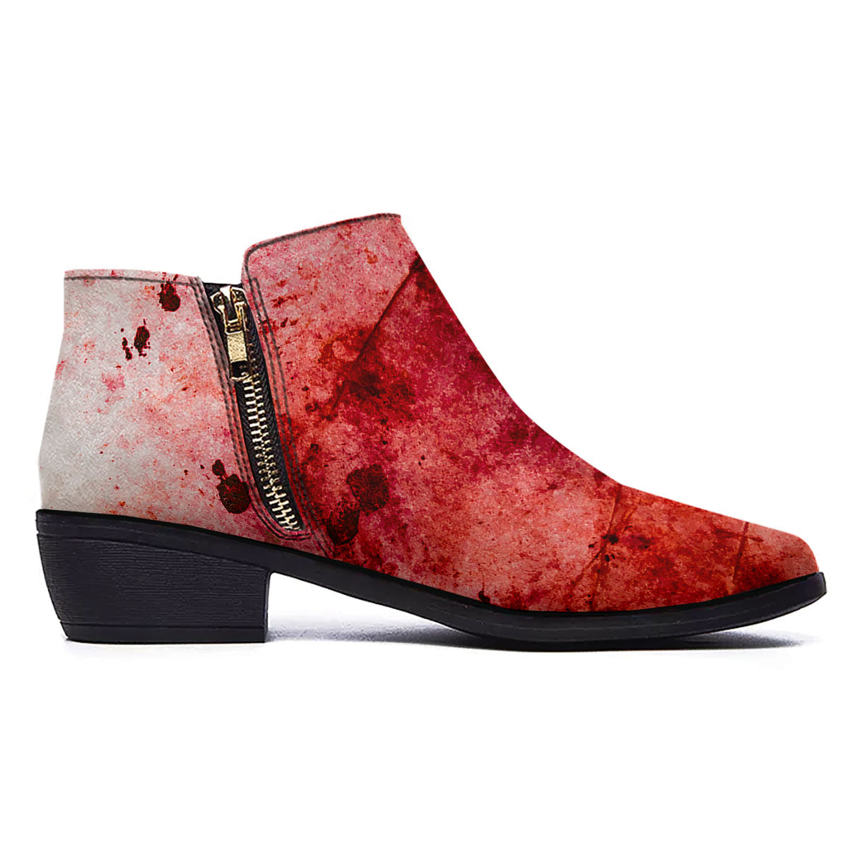 Blood Stains Red Print Ankle Boots-grizzshop