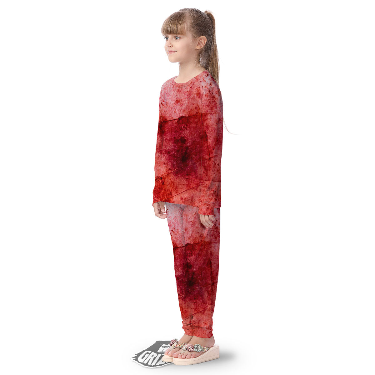 Blood Stains Red Print Kid's Pajamas-grizzshop