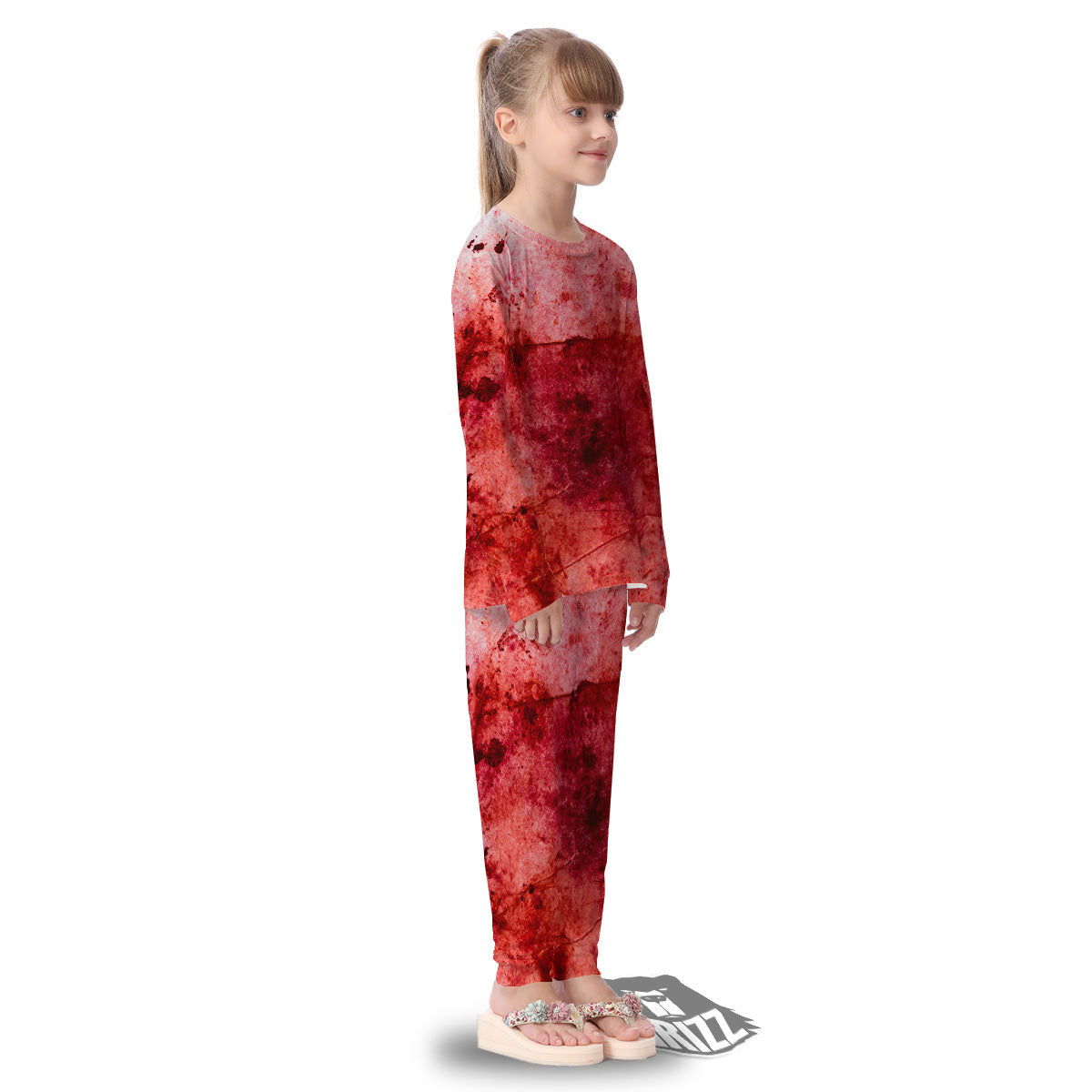 Blood Stains Red Print Kid's Pajamas-grizzshop