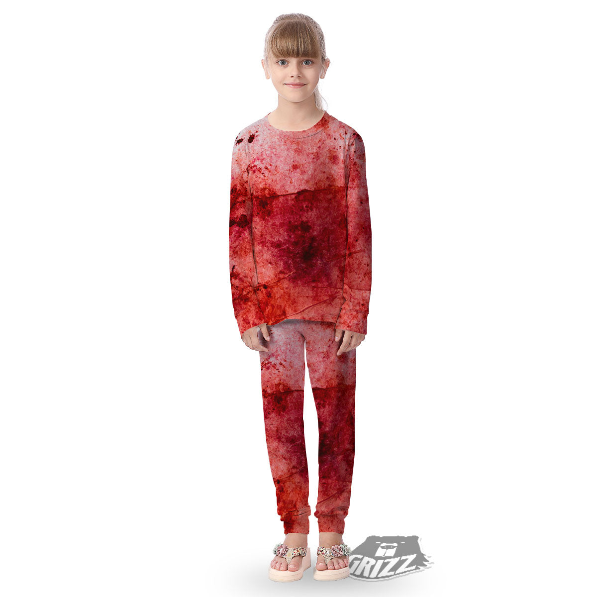 Blood Stains Red Print Kid's Pajamas-grizzshop