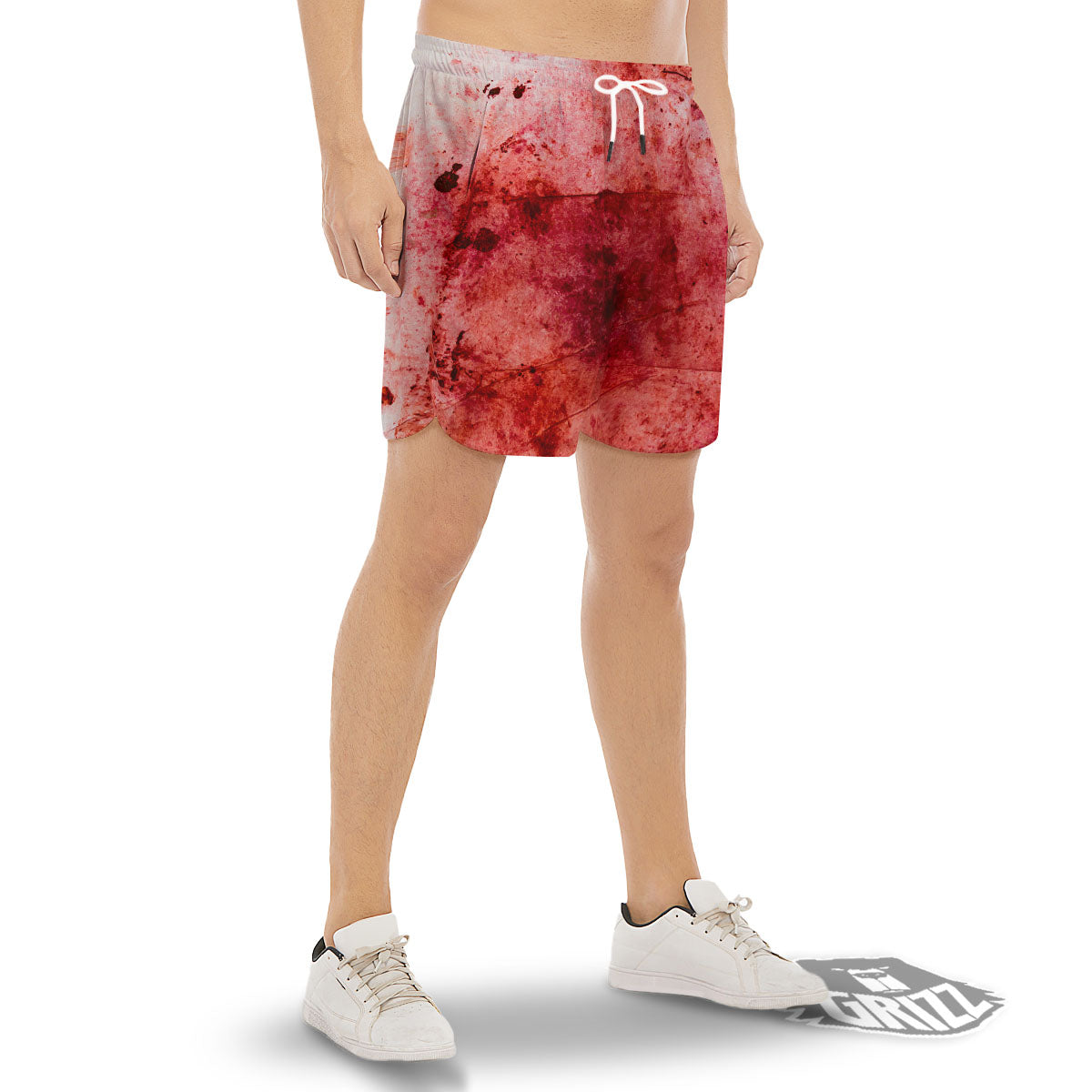Blood Stains Red Print Men's Gym Shorts-grizzshop