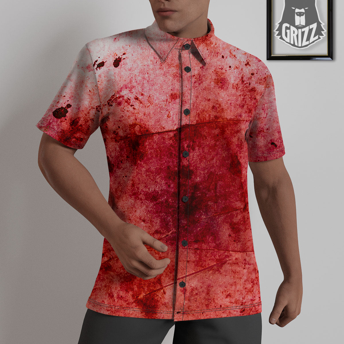 Blood Stains Red Print Untucked Shirts-grizzshop