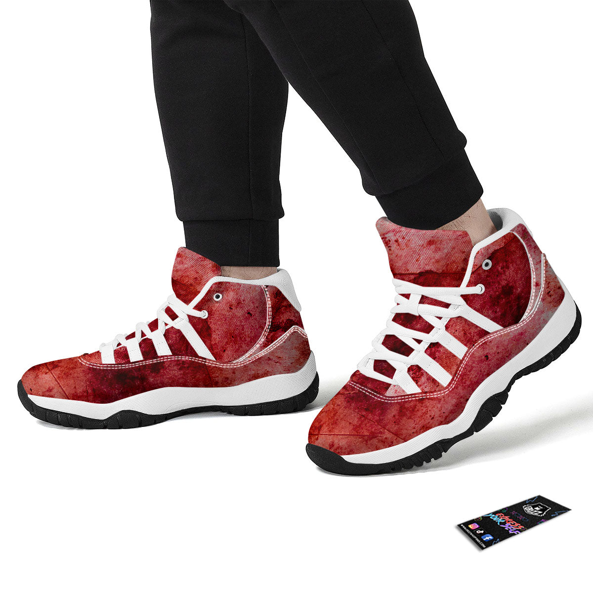 Blood Stains Red Print White Bball Shoes-grizzshop