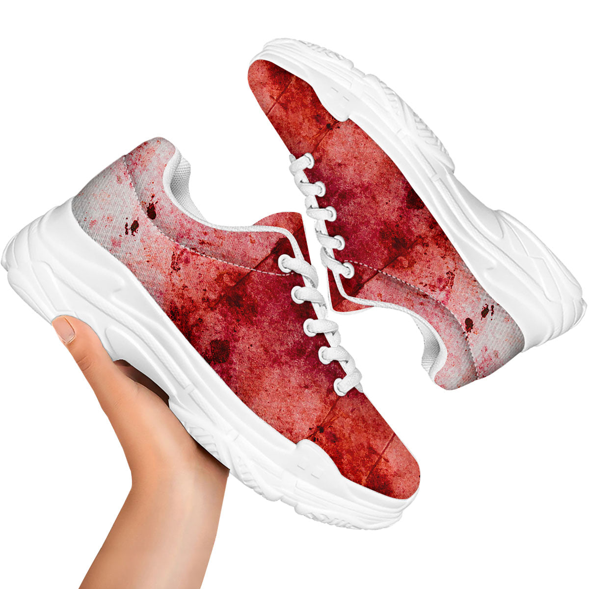 Blood Stains Red Print White Chunky Shoes-grizzshop