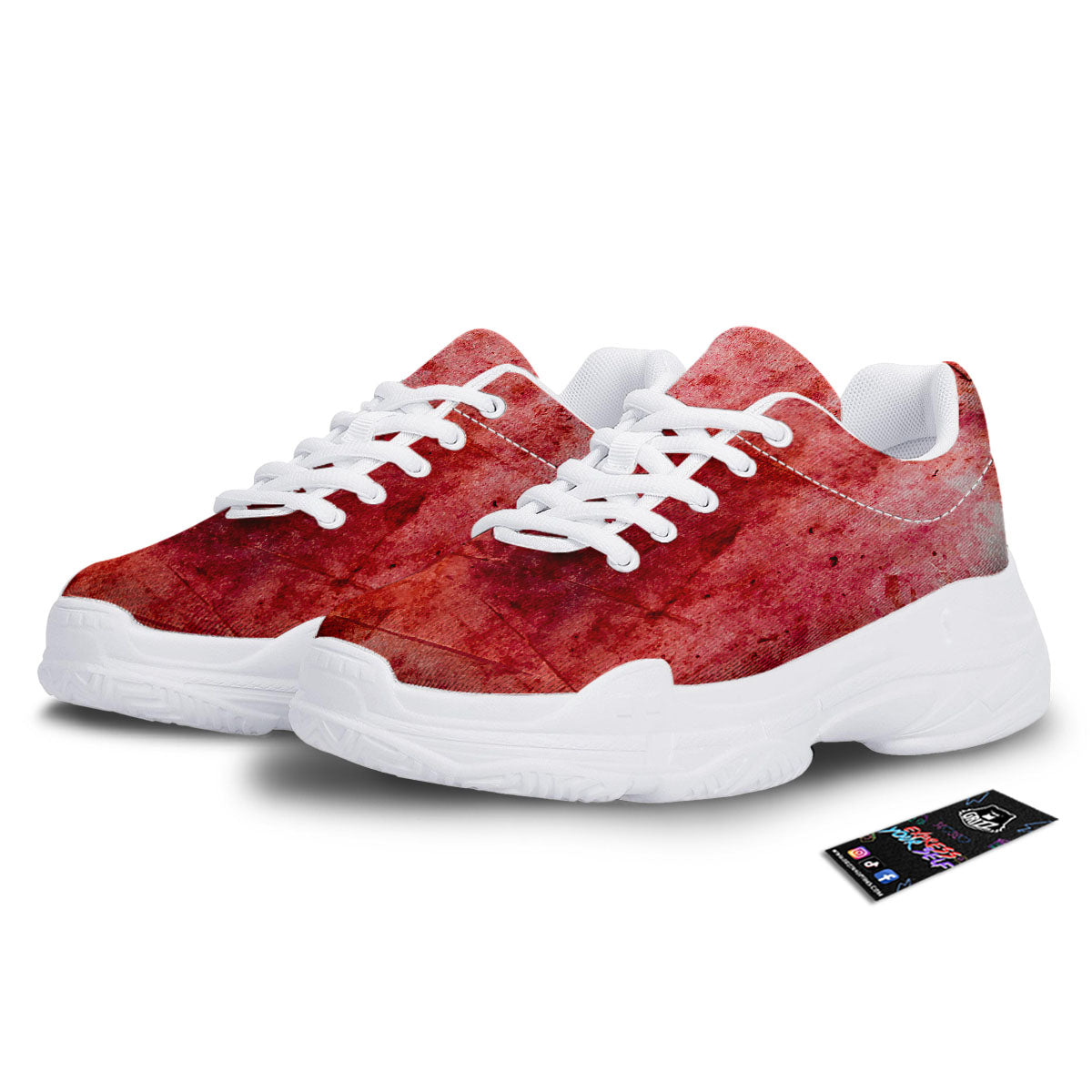 Blood Stains Red Print White Chunky Shoes-grizzshop