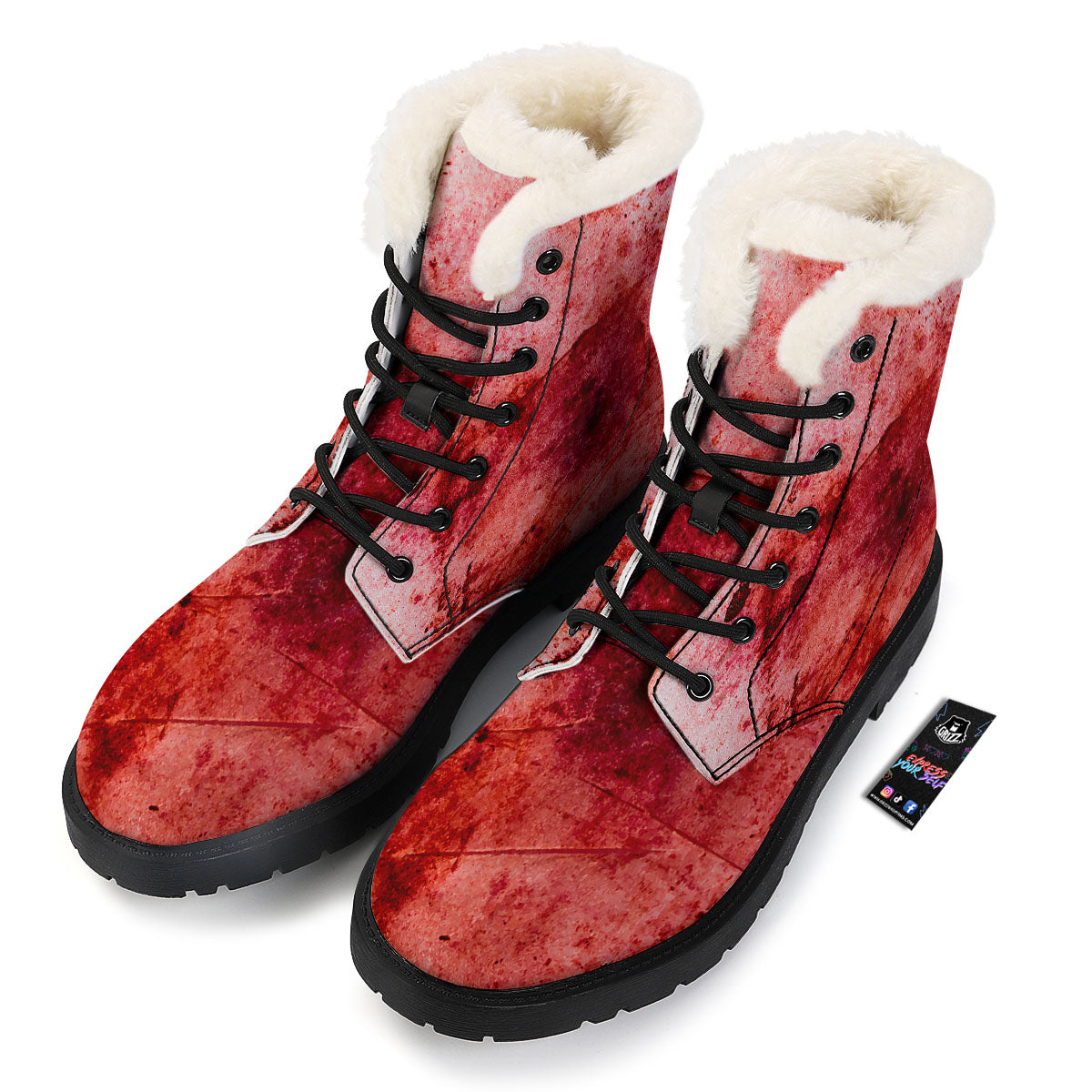 Blood Stains Red Print Winter Boots-grizzshop