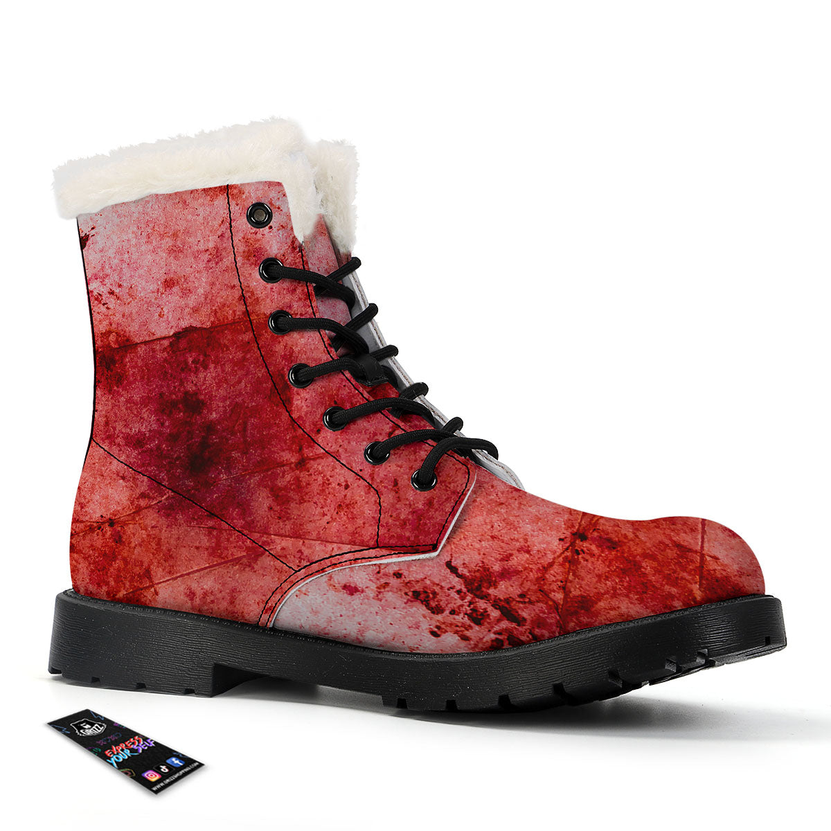 Blood Stains Red Print Winter Boots-grizzshop