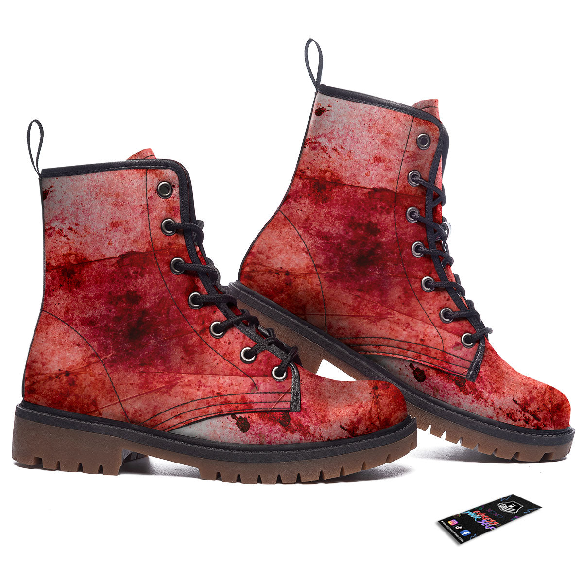 Blood Stains Red Print Work Boots-grizzshop