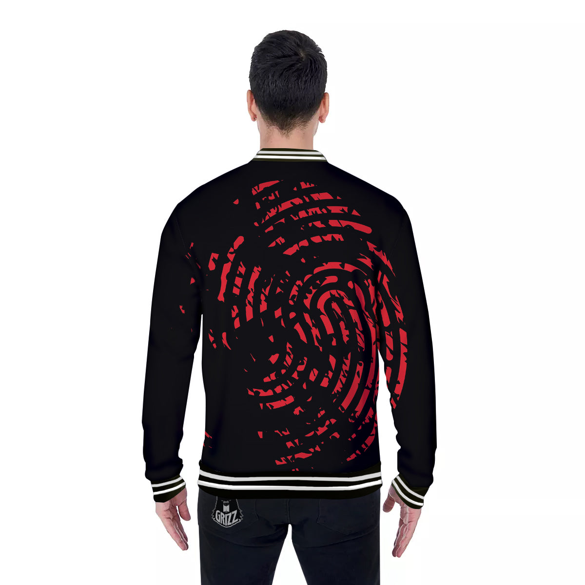 Bloody Finger Red Print Baseball Jacket-grizzshop