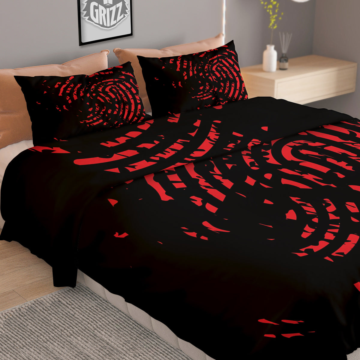 Bloody Finger Red Print Duvet Cover Bedding Set