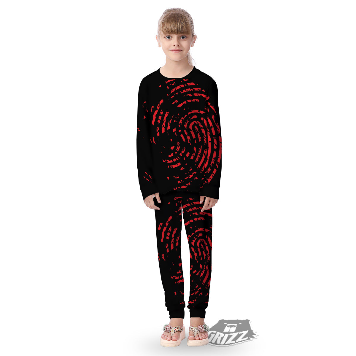 Bloody Finger Red Print Kid's Pajamas-grizzshop