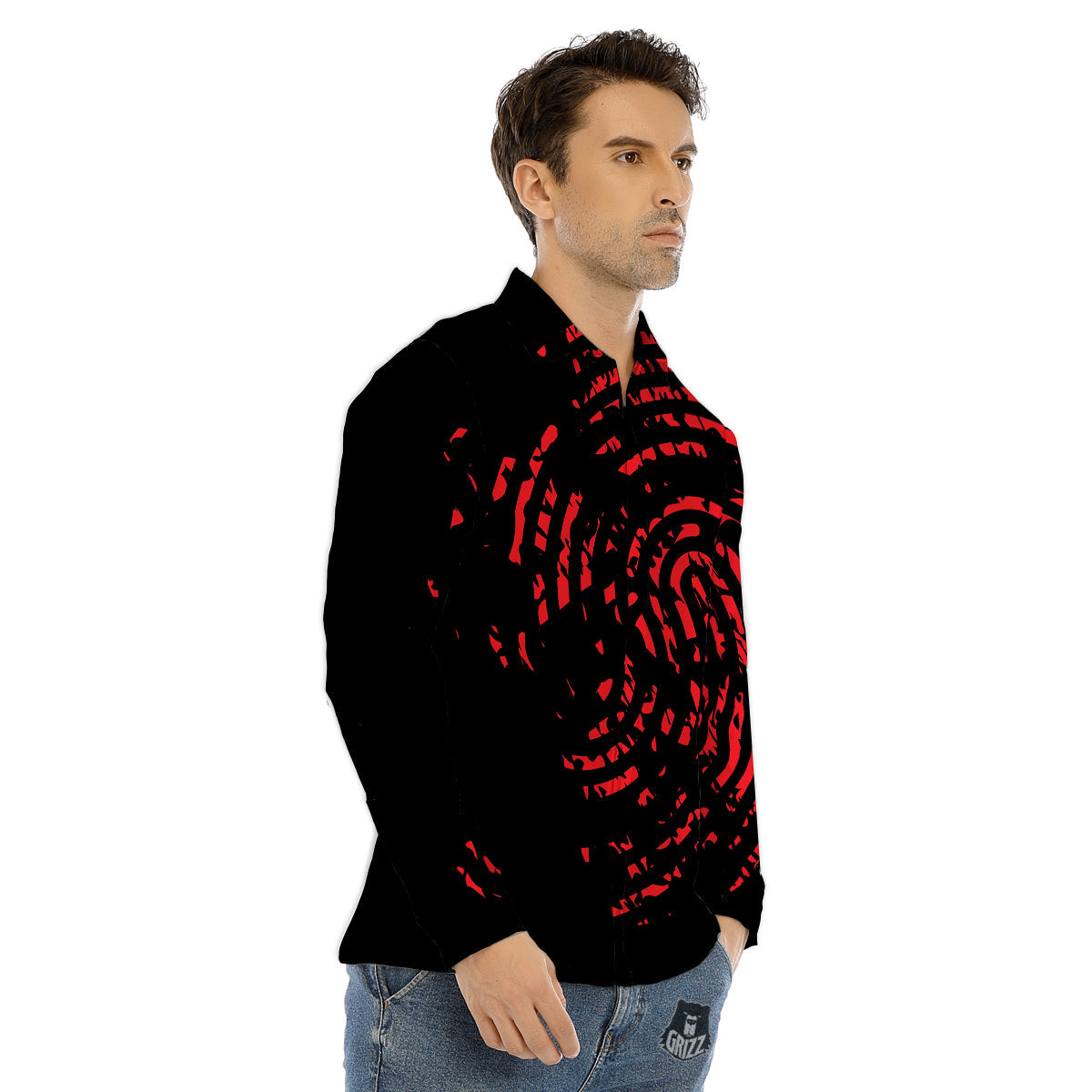 Bloody Finger Red Print Men's Dress Shirts-grizzshop