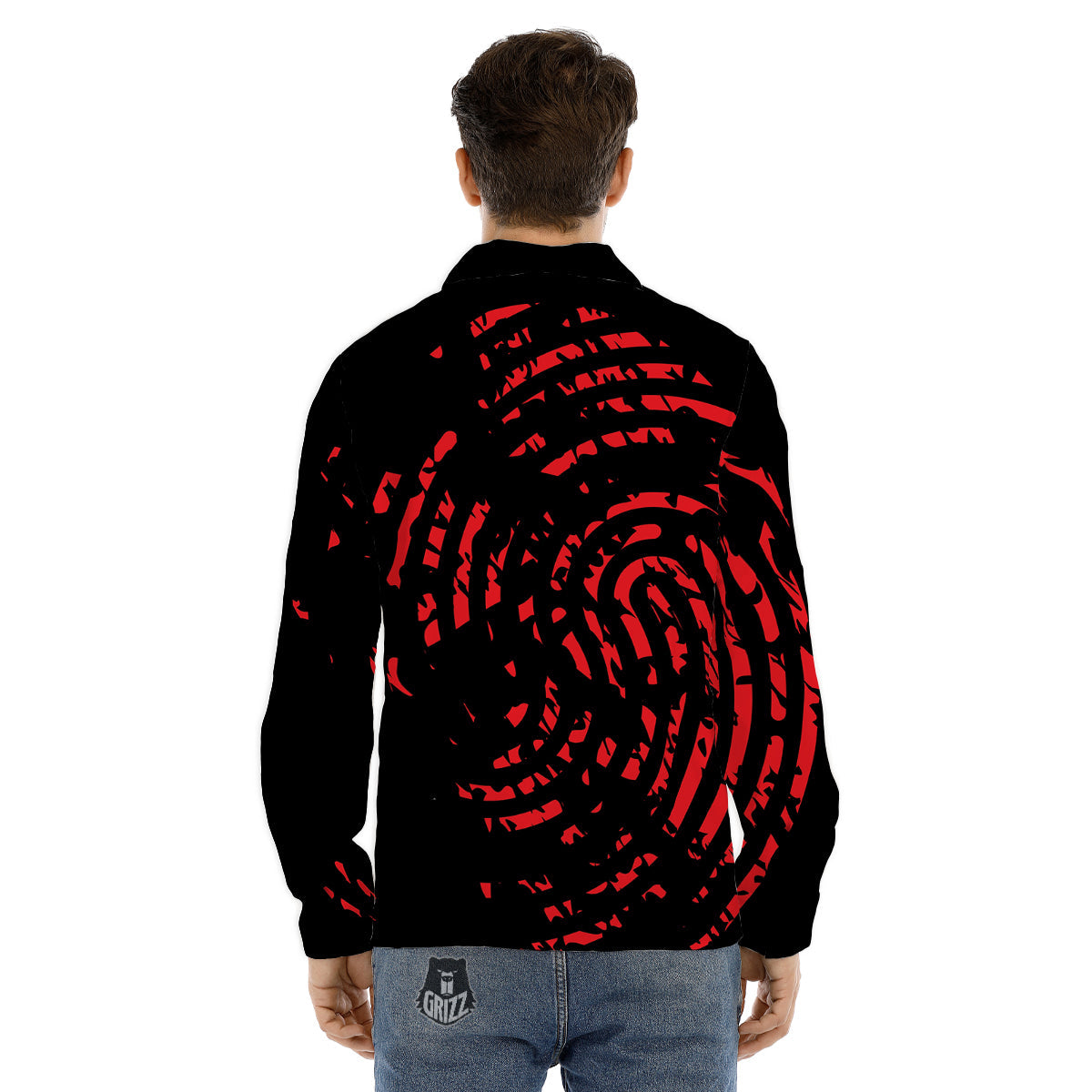 Bloody Finger Red Print Men's Dress Shirts-grizzshop