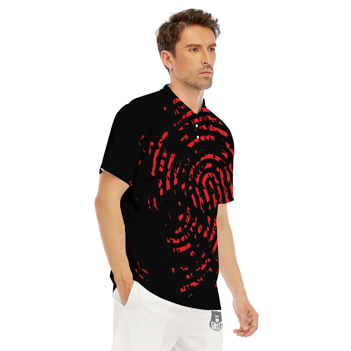 Bloody Finger Red Print Men's Golf Shirts-grizzshop