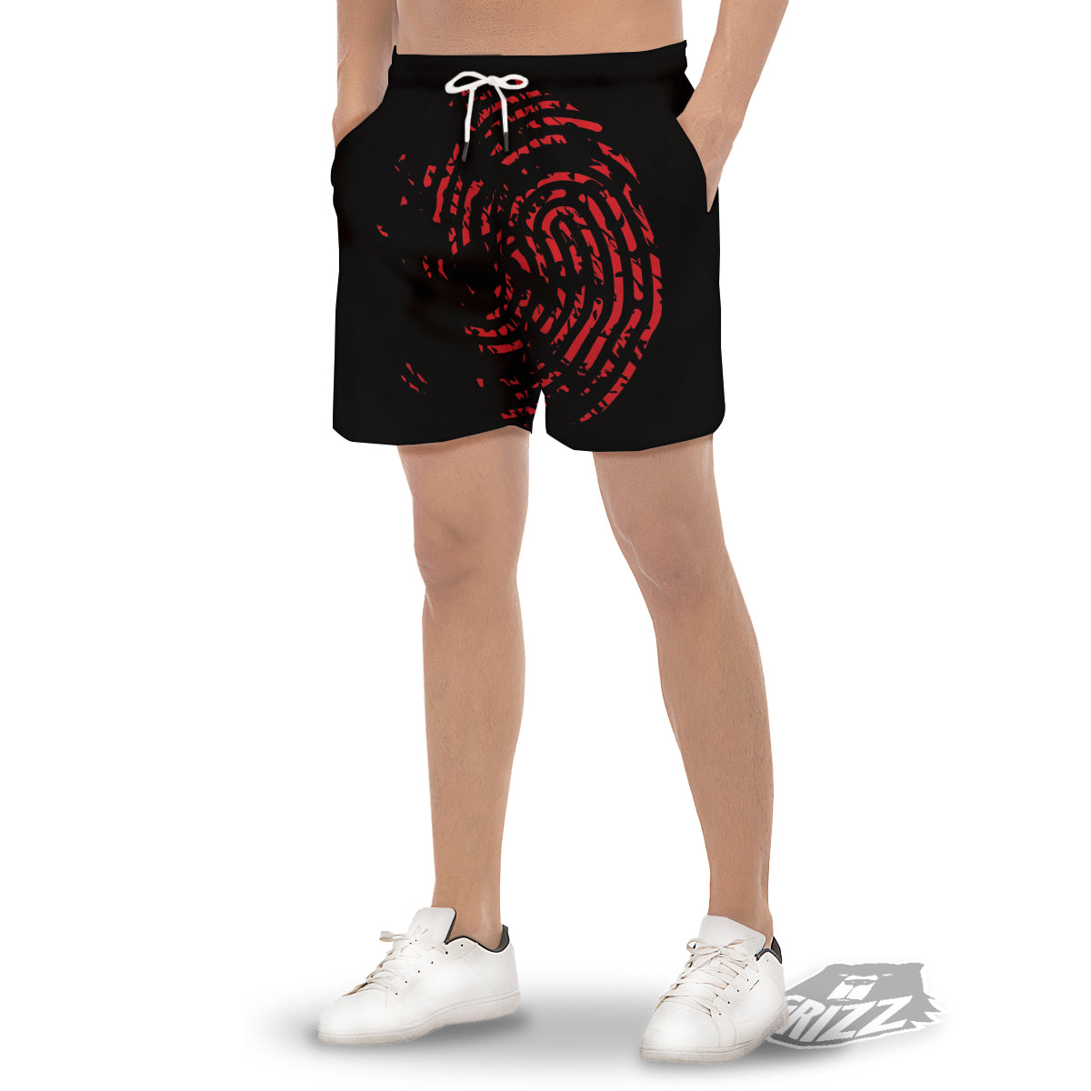 Bloody Finger Red Print Men's Gym Shorts-grizzshop