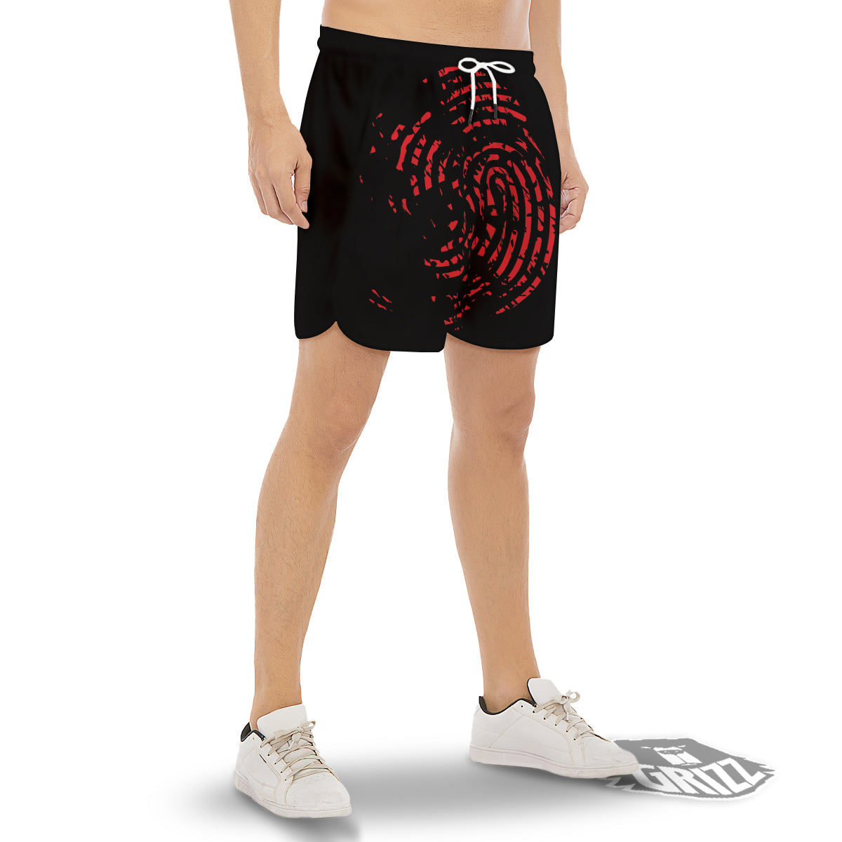 Bloody Finger Red Print Men's Gym Shorts-grizzshop