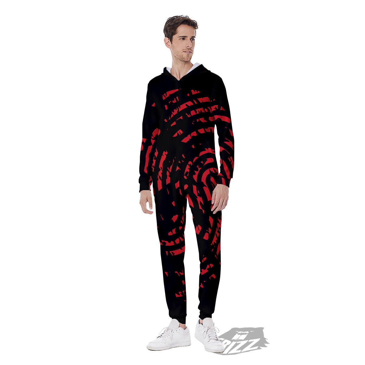 Bloody Finger Red Print Men's Jumpsuit-grizzshop