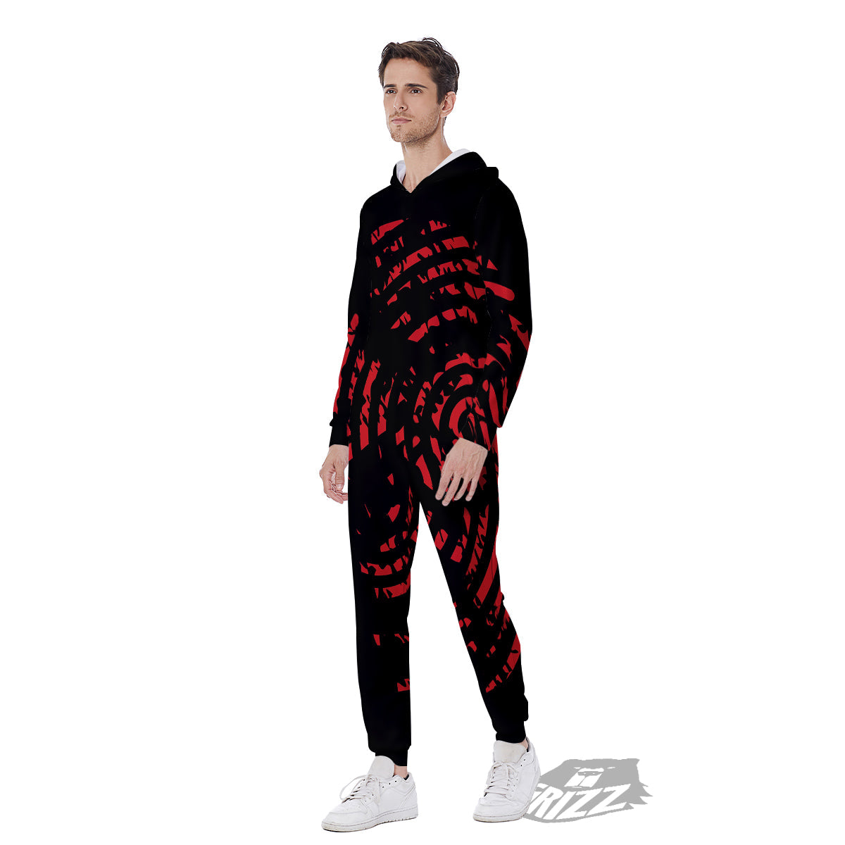 Bloody Finger Red Print Men's Jumpsuit-grizzshop