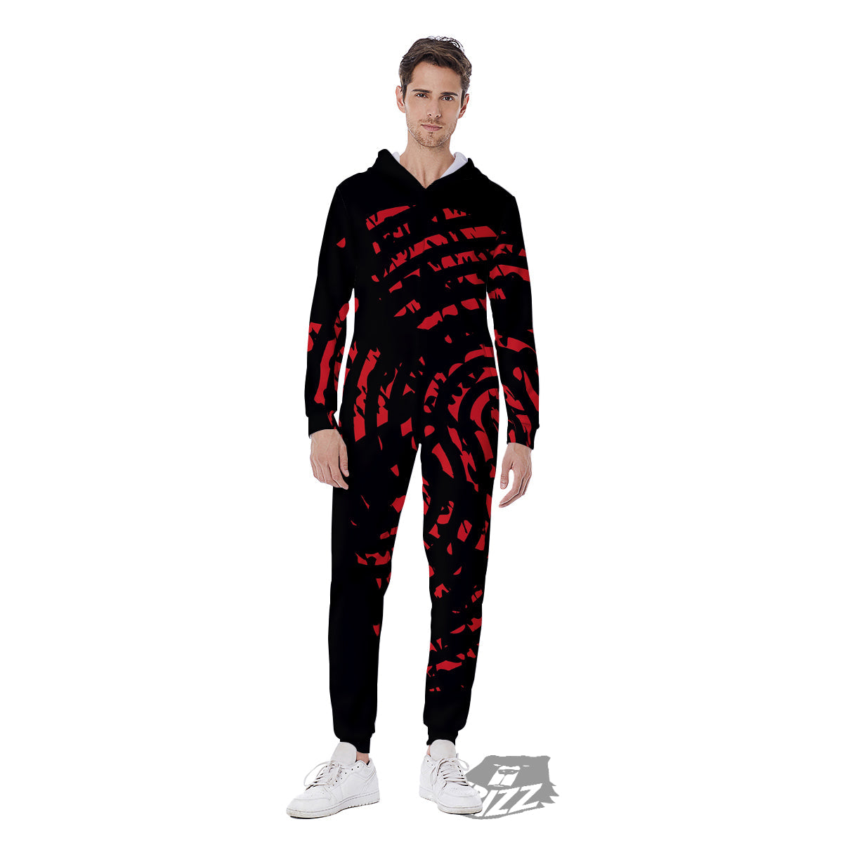 Bloody Finger Red Print Men's Jumpsuit-grizzshop