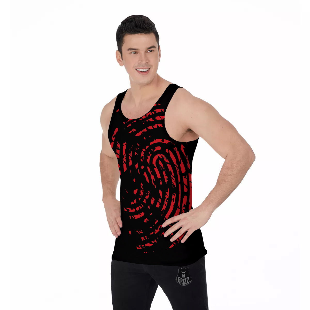 Bloody Finger Red Print Men's Tank Top-grizzshop