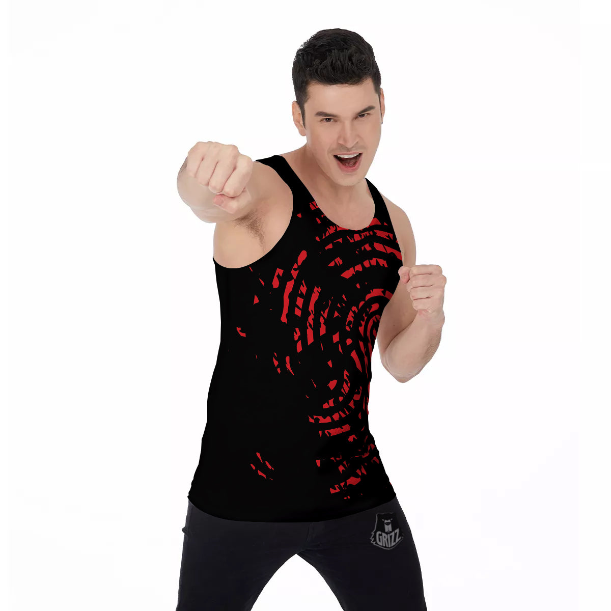 Bloody Finger Red Print Men's Tank Top-grizzshop