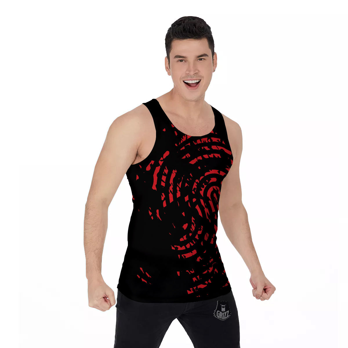 Bloody Finger Red Print Men's Tank Top-grizzshop