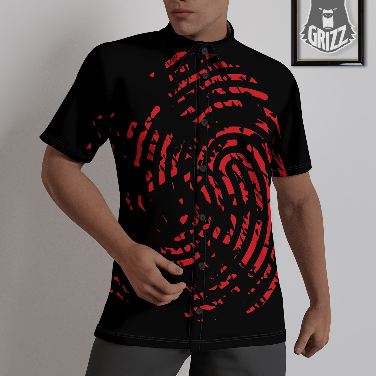Bloody Finger Red Print Untucked Shirts-grizzshop
