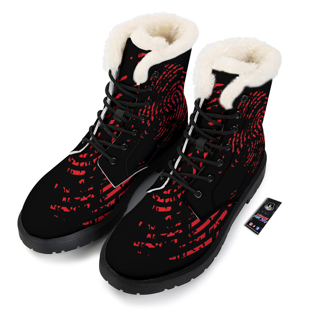 Bloody Finger Red Print Winter Boots-grizzshop